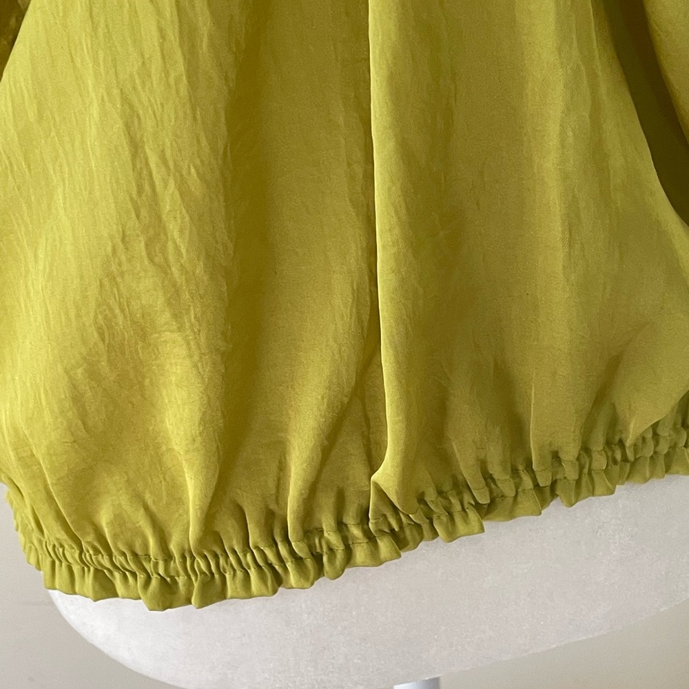 Violet and Claire Chartreuse peasant blouse w/elastic neckline, hem, sleeves. - Picture 5 of 10